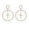 Creative Cross Design Women Simple Round Shape Rhinestone Earrings