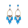 Fashion Geometric Shape Turquoise Stone Tassel Drop Earrings