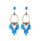 Fashion Geometric Shape Turquoise Stone Tassel Drop Earrings