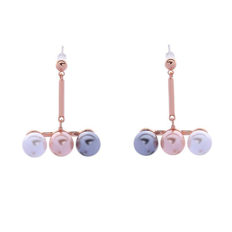 Creative Multicolor Pearl Design Women Silver Stud Casual Earrings