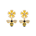 Cute Enameled Flower Bee Shaped Women Alloy Stud Earrings