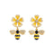 Cute Enameled Flower Bee Shaped Women Alloy Stud Earrings