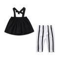 2 Pcs Girl New Arrival Strap Tops And Stripe Print Pants
