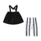 2 Pcs Girl New Arrival Strap Tops And Stripe Print Pants