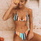 Women Fashion Sexy Stripe Print Two-Pieces Swimsuit