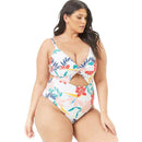 Women Fashion Sexy Floral Print Cut Out Design One-piece Swimwear