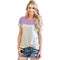 Hot Sale Women Casual Round Neck Short-sleeve Stripe Print Color Blocking T-shirt