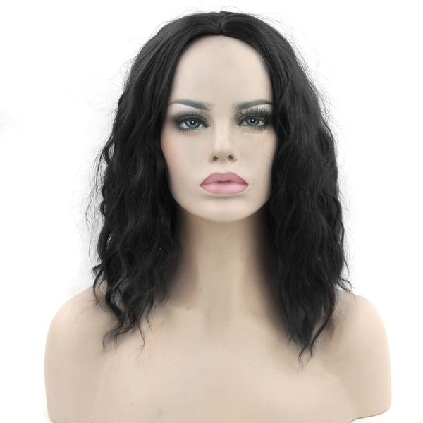 Black Color Women Daily Wear Frizzled Hair Synthetic Wig