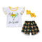 3 Pcs Girl Animal Print T-shirts And Shorts And Headwear