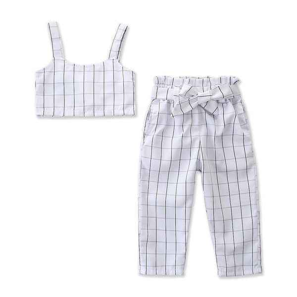 2 Pcs Girl Stripes Print Tops And Pants