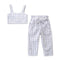 2 Pcs Girl Stripes Print Tops And Pants