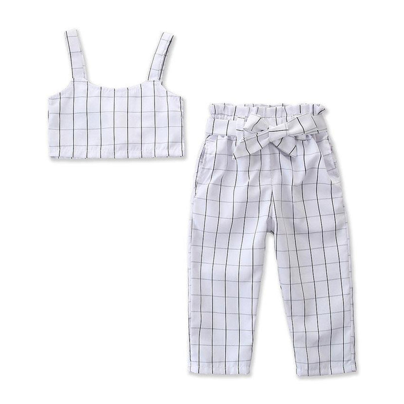2 Pcs Girl Stripes Print Tops And Pants
