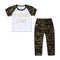 2 Pcs Girl Letter Print Short Sleeves Tops And Camouflage Print Pants