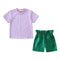 2 Pcs Girl Pearl Print T-shirts And Scale Print Shorts