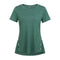 Women Casual Loose Pattern Solid Color O Neck Short-sleeve Buttoned T-shirt