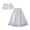 2 Pcs Girl Stripe Print Flounce Strapless Tops And Dress