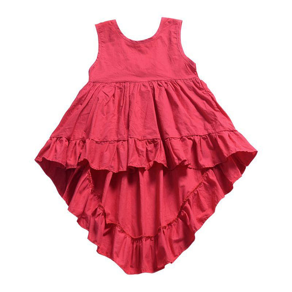 Girl Cotton Solid Color Sleeveless Dress