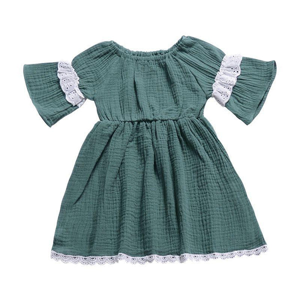 Girl Green Lace Design Cute Dress