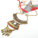 Exaggerated Women Multilayer Vintage Alloy Pendant Tassel Jewelry Set