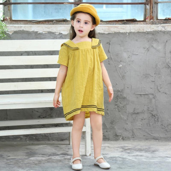 Cute Girl Cotton Peter Pan Collar Dress