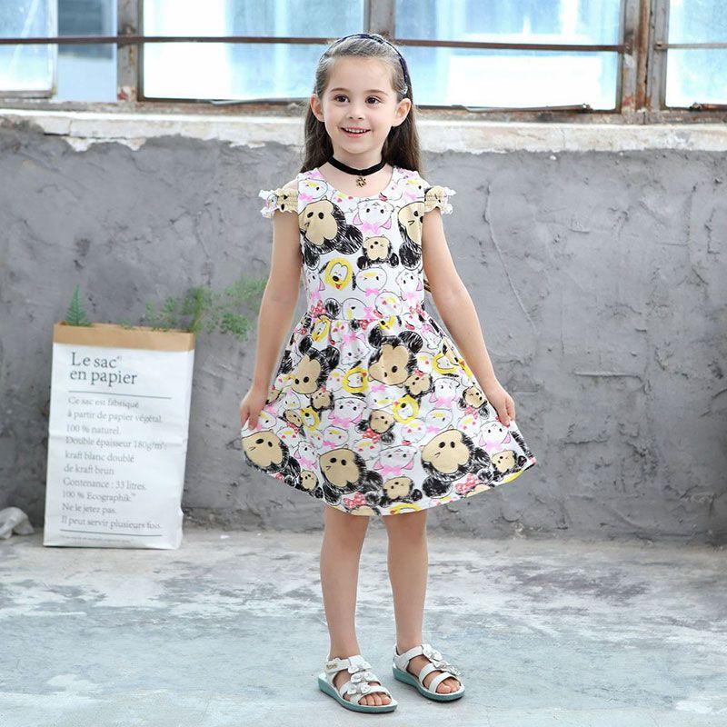 Girl Cartoon Print Casual Dress