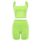 Women Neon Color Workout Tank Shorts Sportswear Set