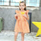 Girl Cotton Orange Plaid Print Bowknot Design Dress