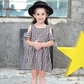 Girl Cotton Plaid Print Off-shoulder Dress