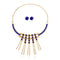 Creative Golden Color Alloy Tassel Design Women Colored Rhinestone Jewelry Set