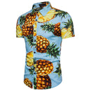 Beach Style Men Cotton Pineapple Print Short Sleeves Shirts