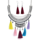 Fashion Ethnic Style Women Anti-silver Plated Alloy Pendant Tassel Jewelry Set