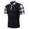 Men Polyester Plaid Print Short Sleeves Polo Shirts