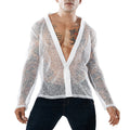 Men Solid Color See-through Mesh Design Long Sleeves Tops