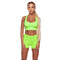 Women New Neon Color Yoga Sport Crop Top Tight Shorts Set
