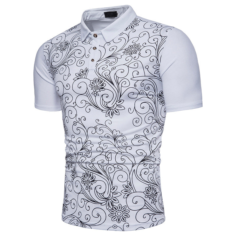 Men Cotton Fashion Printed Short Sleeves Polo Shirts