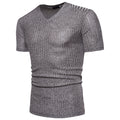 Men Cotton V Neck Solid Color Simple Short Sleeves T-Shirts