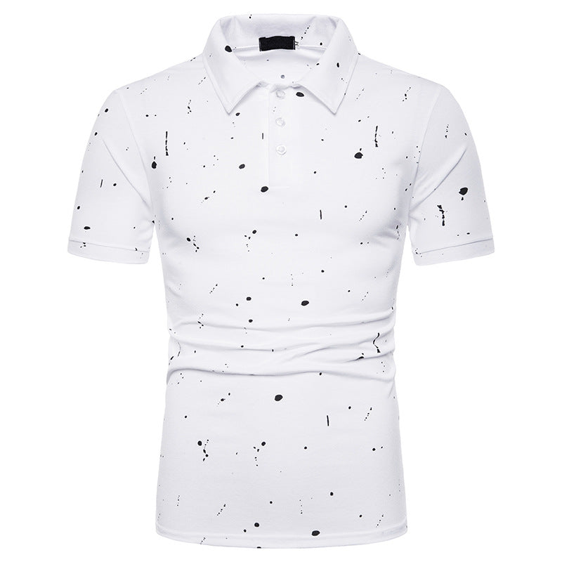 Men Paint Print Lapel Short Sleeves Polo Shirts