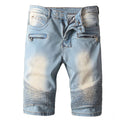 Men Cotton Zipper Design Denim Shorts