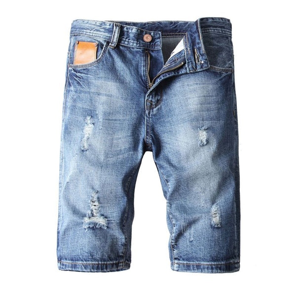 Men Cotton Ripped Denim Shorts