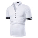 Men Polyester Deep V Neck Lapel Short Sleeves Polo Shirts