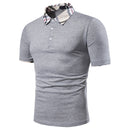 Men Plaid Print Short Sleeves Polo Shirts