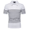 Men Striped Print Lapel Short Sleeves Polo Shirts