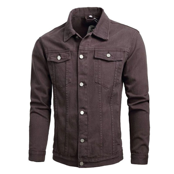 Fashion Men Cotton Letter Embroidered Slim Fit Denim Jacket