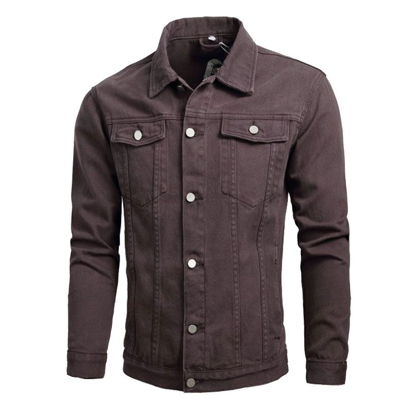 Fashion Men Cotton Letter Embroidered Slim Fit Denim Jacket
