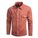 Men Cotton Plain Pocket Design Denim Jacket