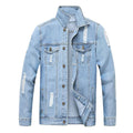 Men Cotton Ripped Denim Jacket