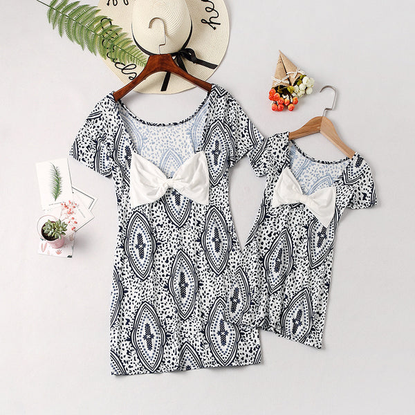 Matching Family Outfits Bowknot Design Backless Dress
