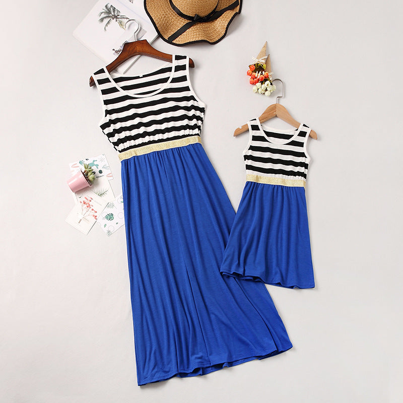 Matching Family Outfits Cotton Stripe Print Sleeveless Dress