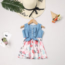 Matching Family Outfits Denim Patchwork Floral Print Skirt