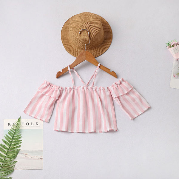 Matching Family Outfits Cotton Spaghetti Strap Stripe Print Tops